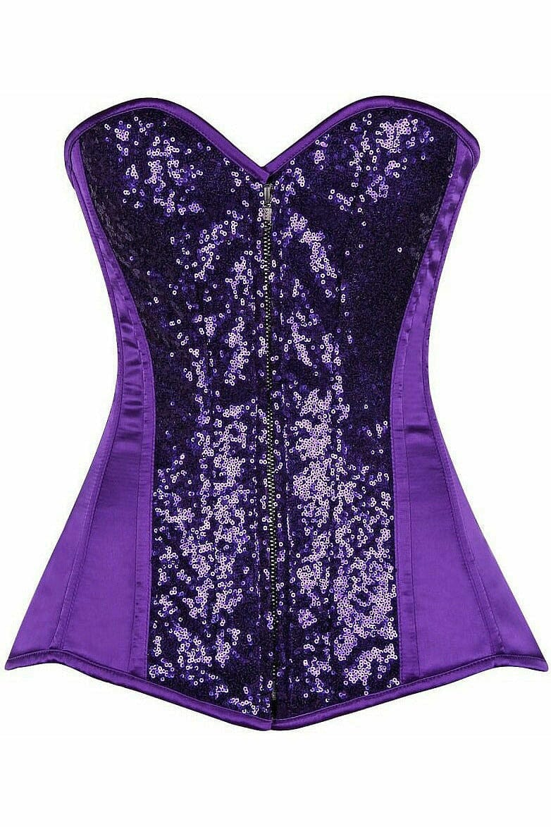 SS-Top Drawer Purple Sequin Steel Boned Corset