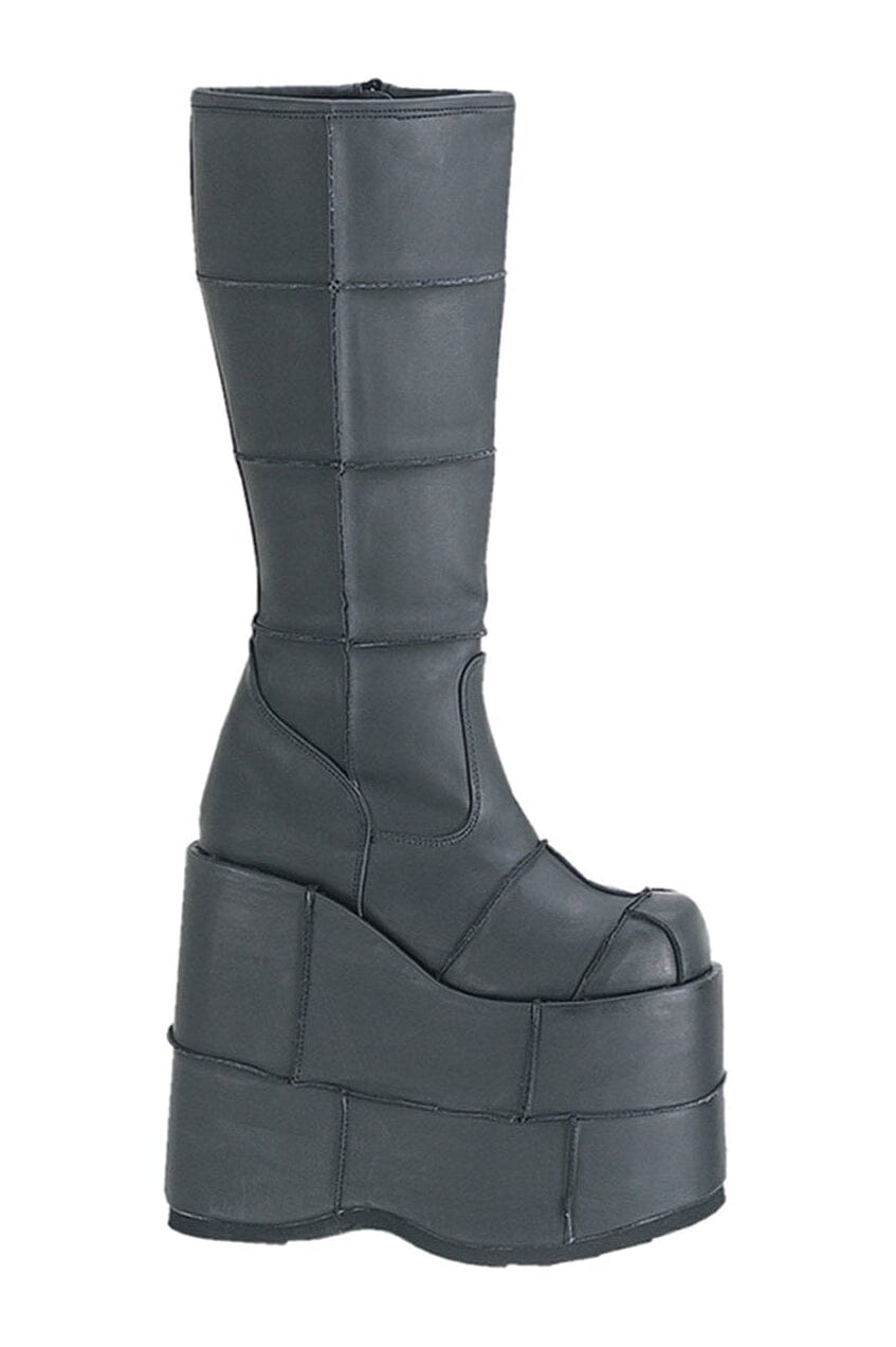 STACK-301 Black Vegan Leather Knee Boot