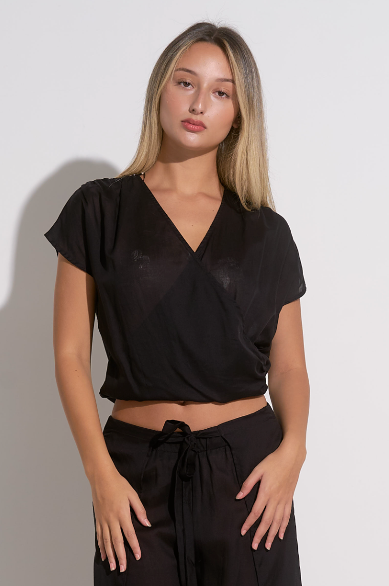 Cropped Crossover Blouse