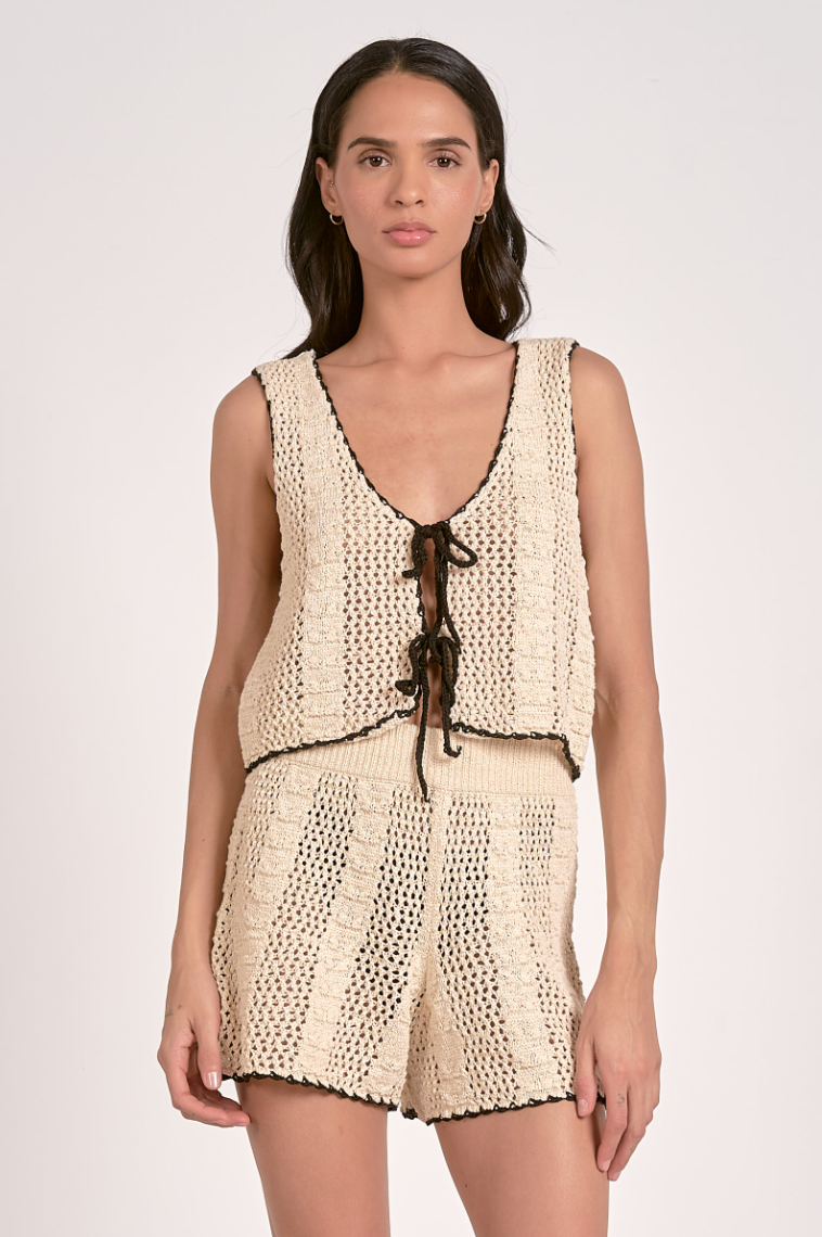 Tie Front Crochet Vest