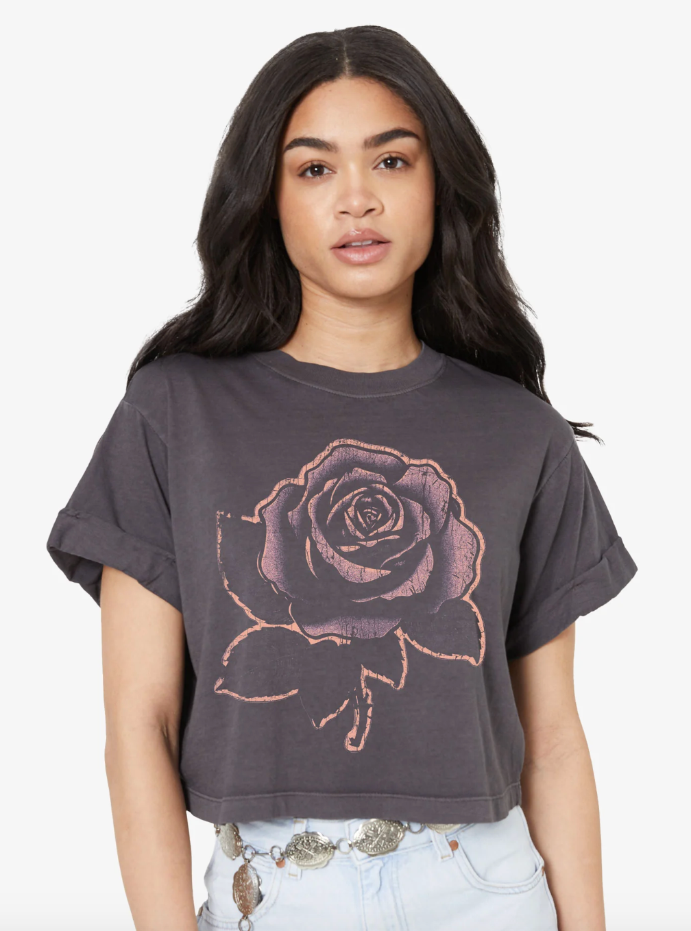 Rose Vintage BlackCrop Tee