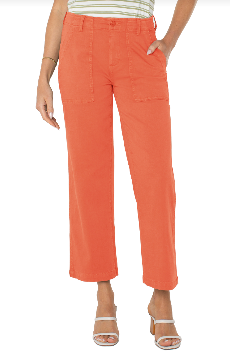 Papaya Cargo Wide Leg Crop