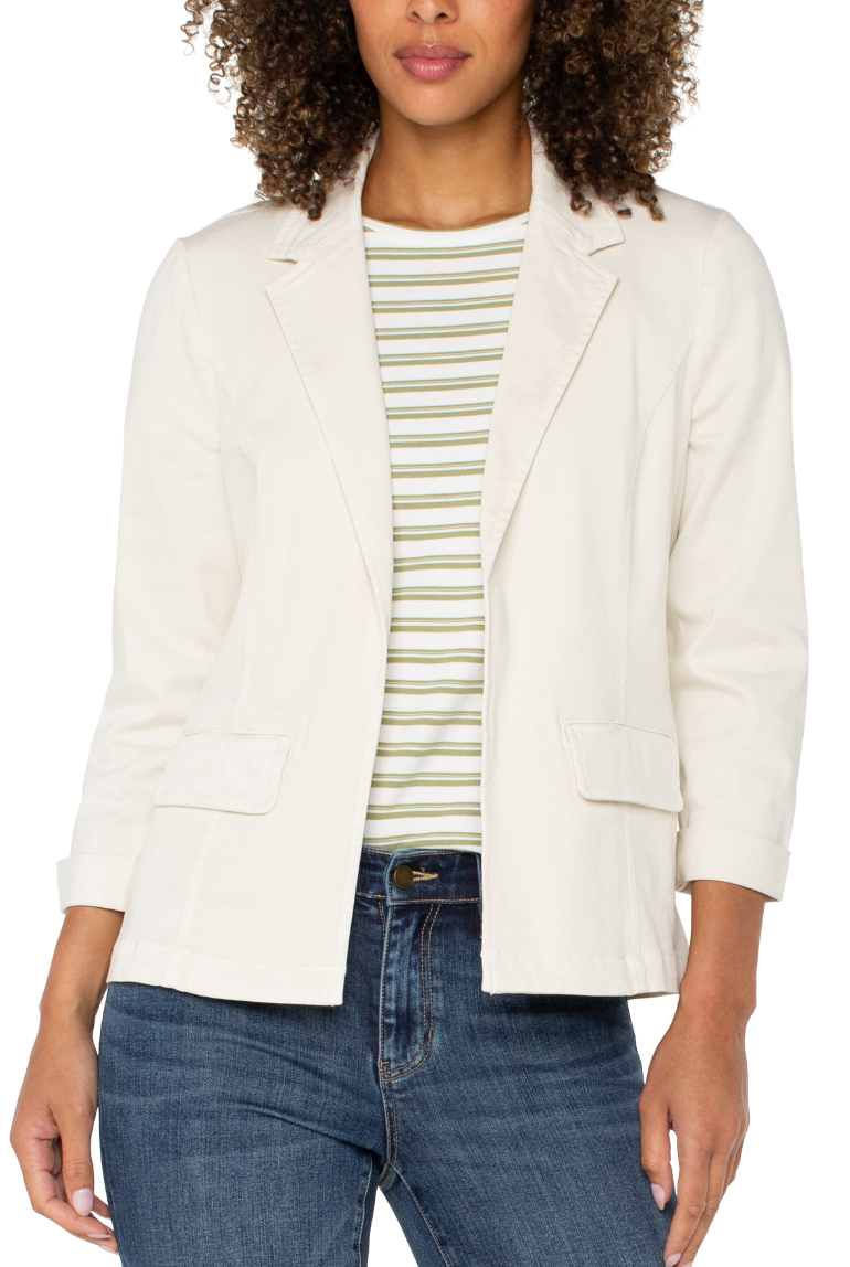 Stretch Twill Fitted Blazer-Bone