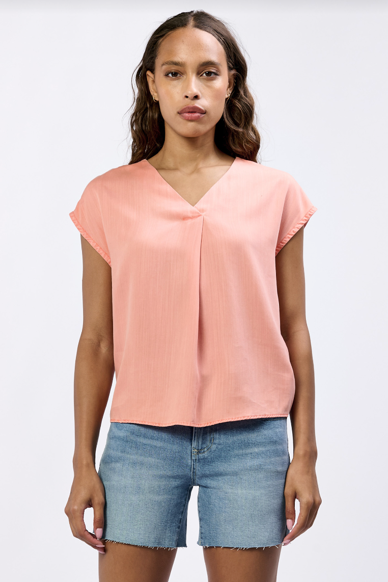 Kristen Pleat Front Vneck Blouse