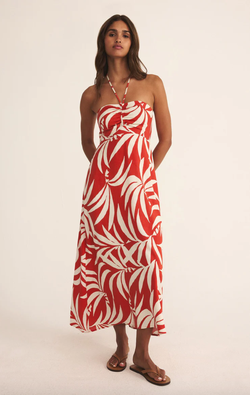 Z Supply Elodi Palm Floral Midi Dress