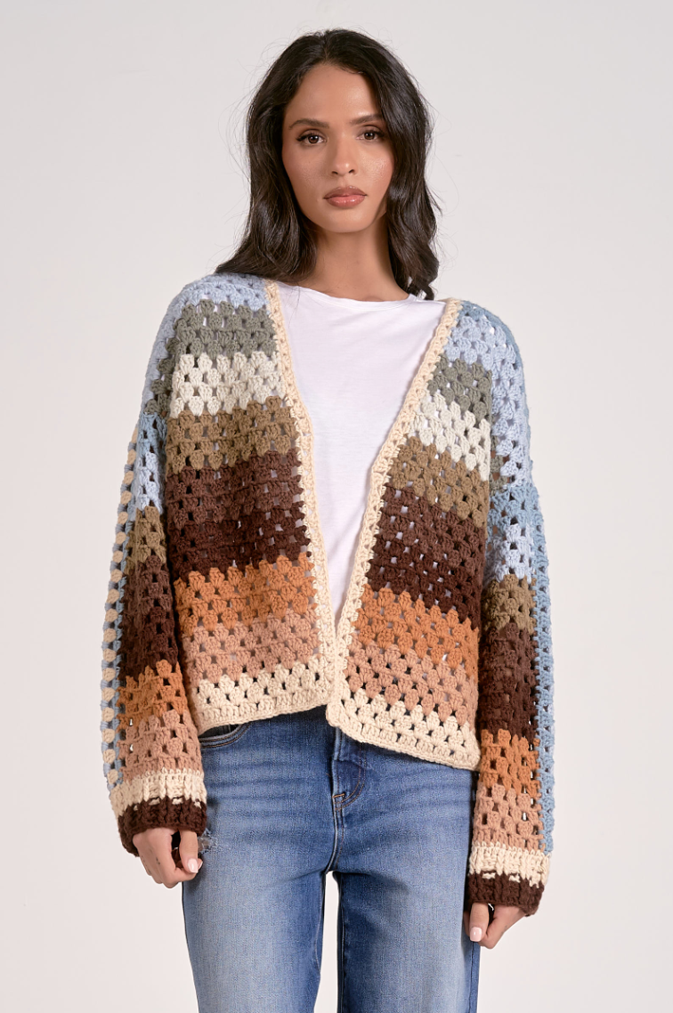 Elan Stripe Crochet Sweater