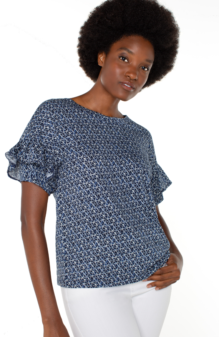 Drop Shoulder Blouse w/ Ruffle