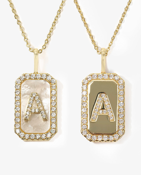 MM Double Sided Initial Tag Necklace