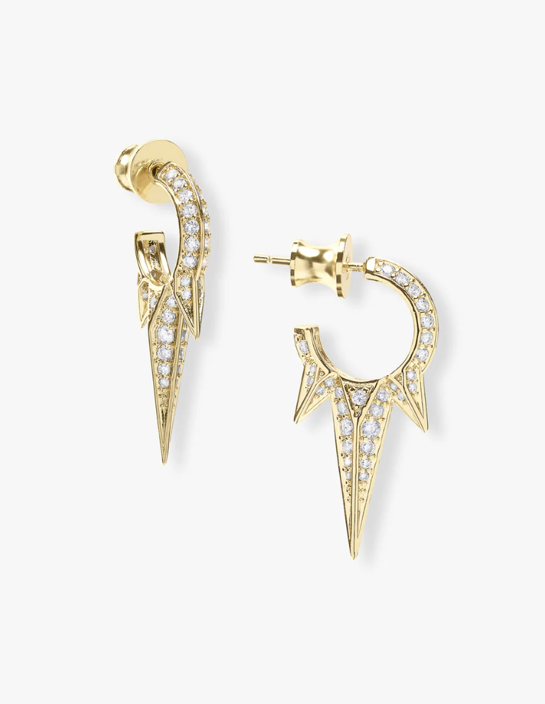 Baby Pave Triple Spike Earrings