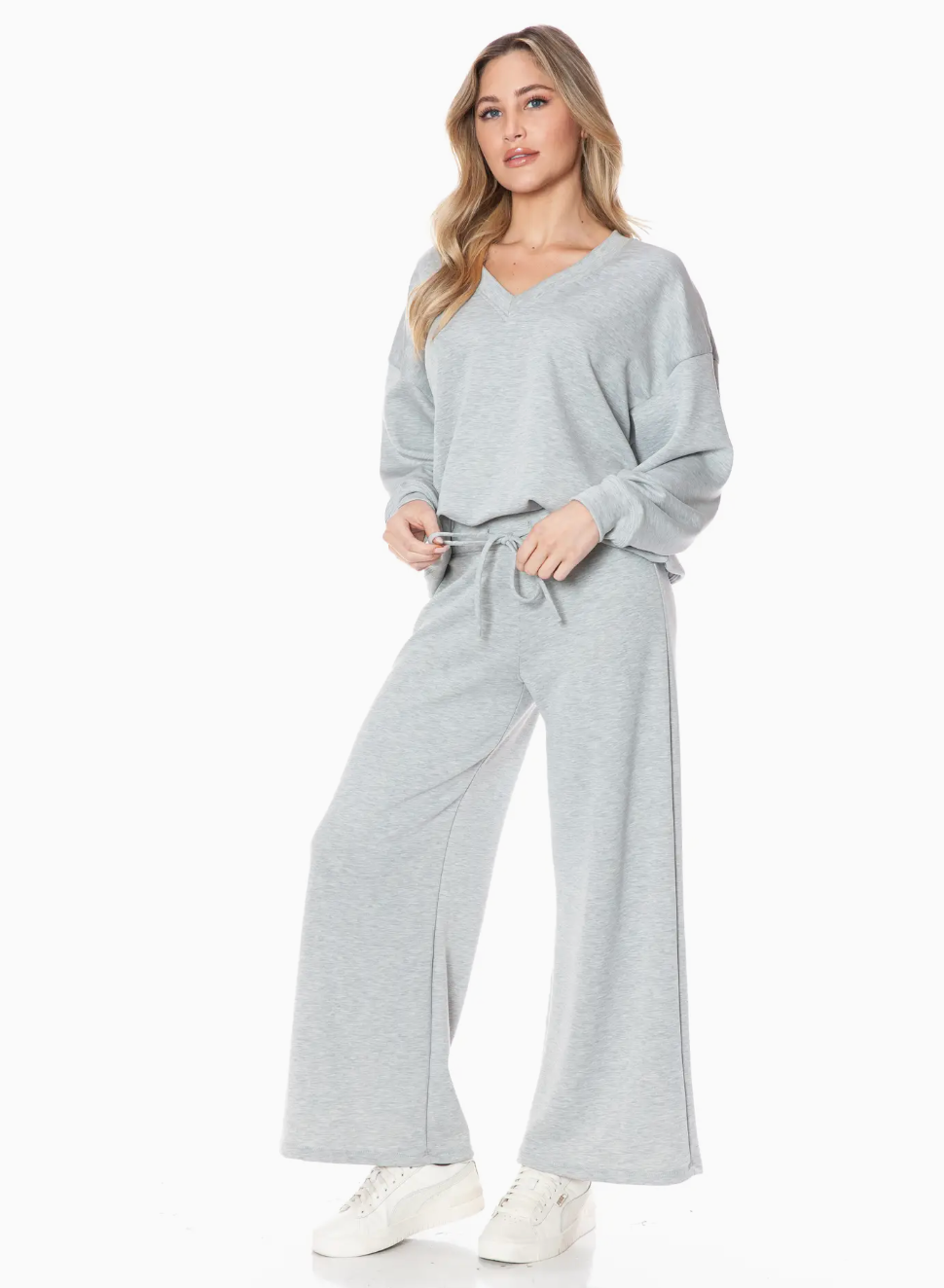 Wide Leg Scuba Pant-H.Grey