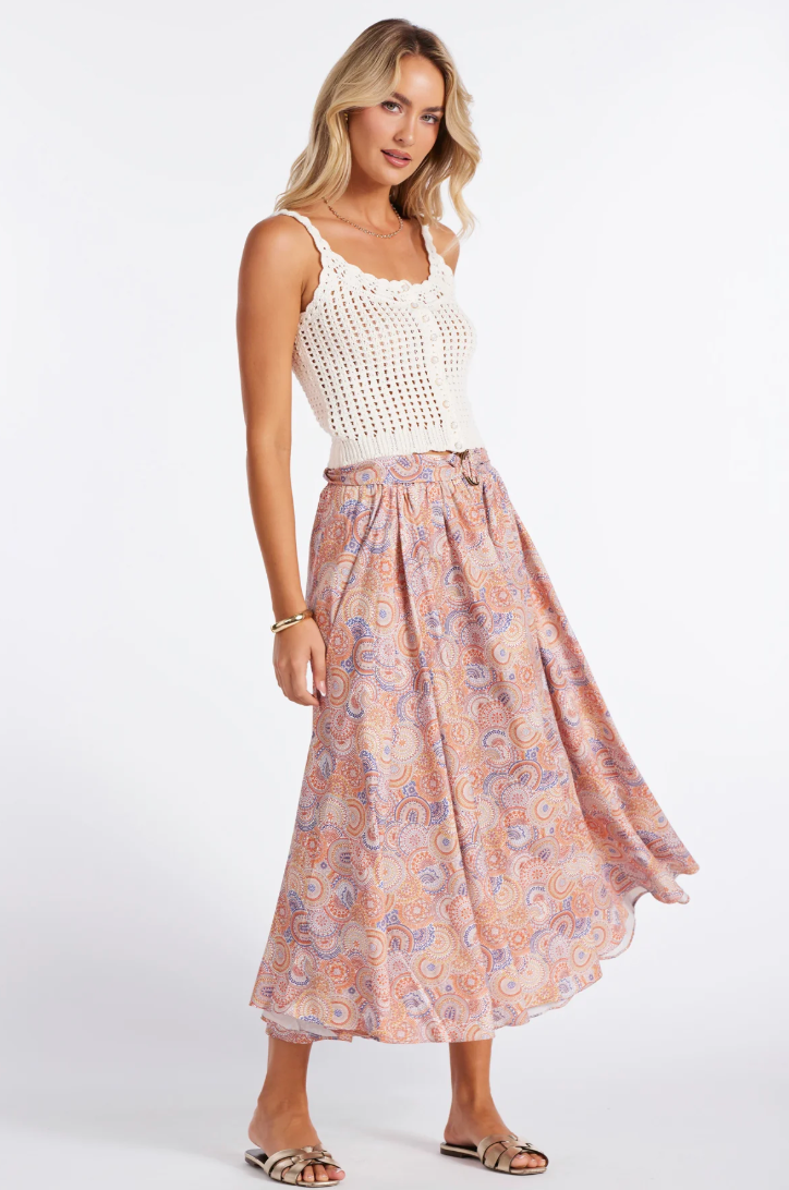 Summer Printed Skirt w/Belt
