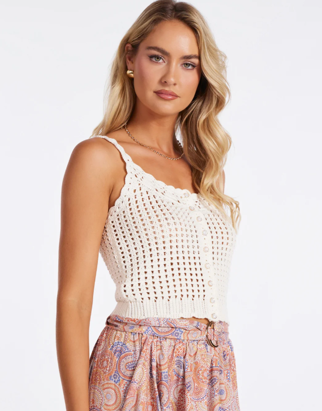 Crochet Sweater Tank-Cream