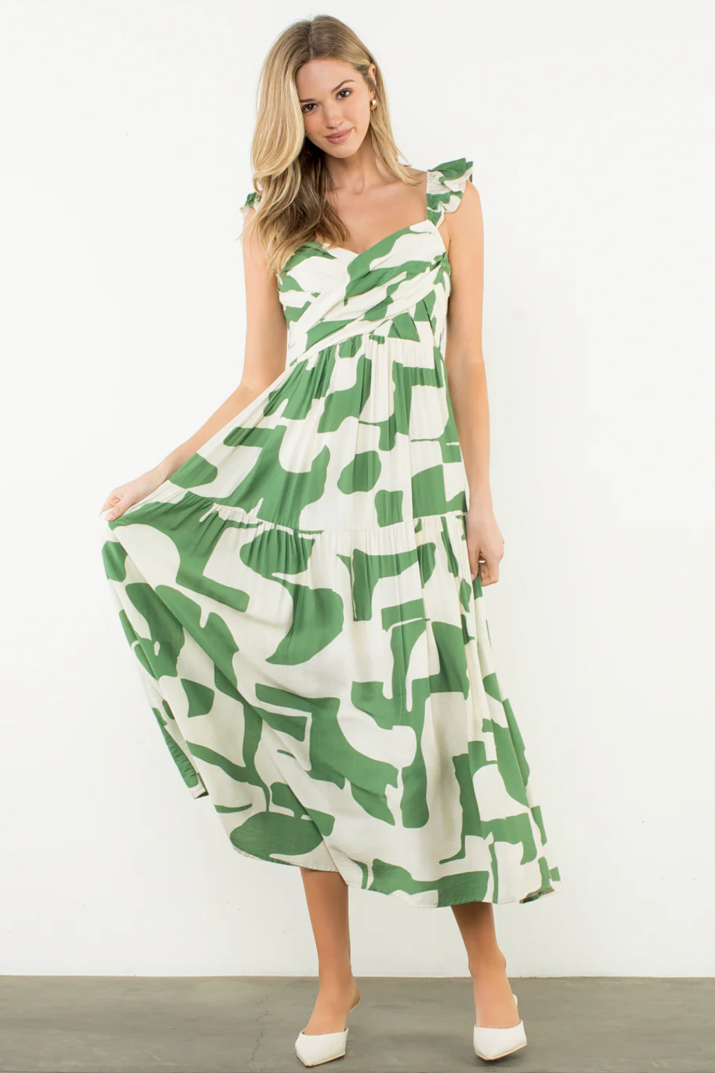 THML Patterned Tiered Maxi Dress