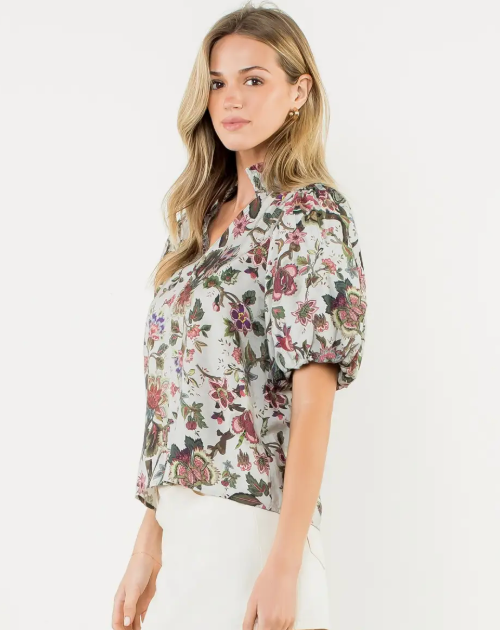 Floral Puff Sleeve Blouse