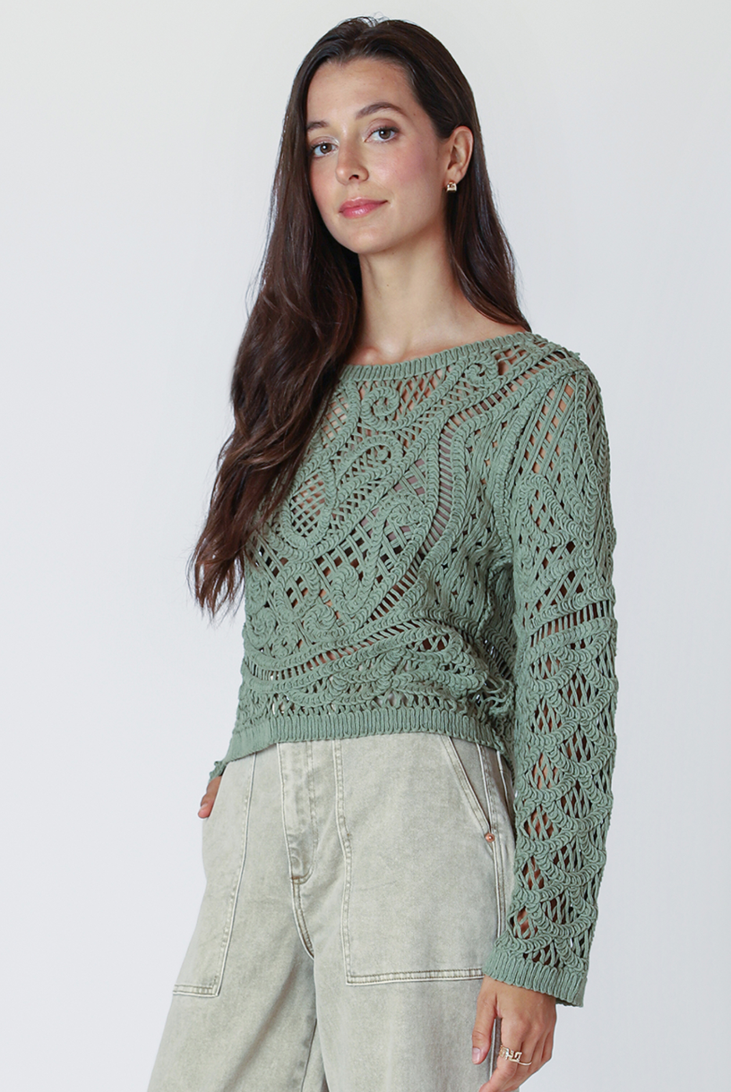 Button Back Crochet Sweater
