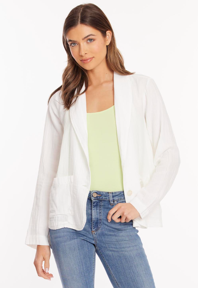 Gauze knit Blazer-White