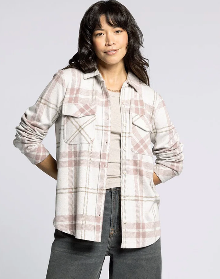 Cassian Plaid Button up-Mauve Tan