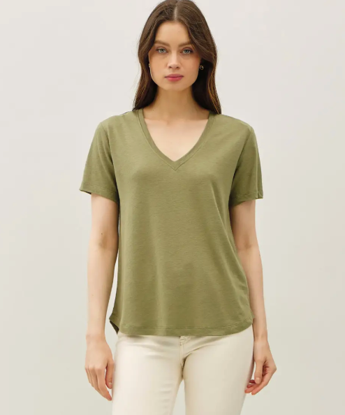 V-Neck Tee-Fern