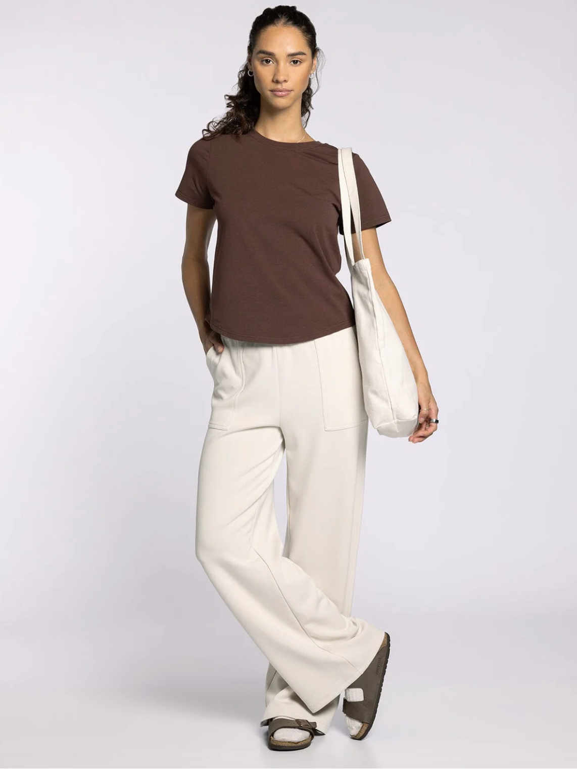 Doris Wide Leg Sweats-Cream