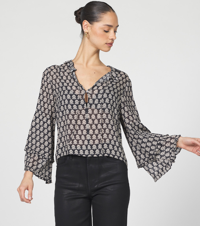 Printed Ruffle Blouse