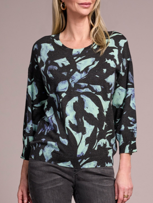 Tribal Soft Yarn Three Qtr Sleeve Crew Neck Sweater