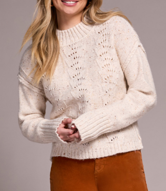 Tribal Crew Neck Sweater w/Puff Sleeve