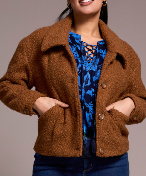 Tribal Button Front Boucle Jacket