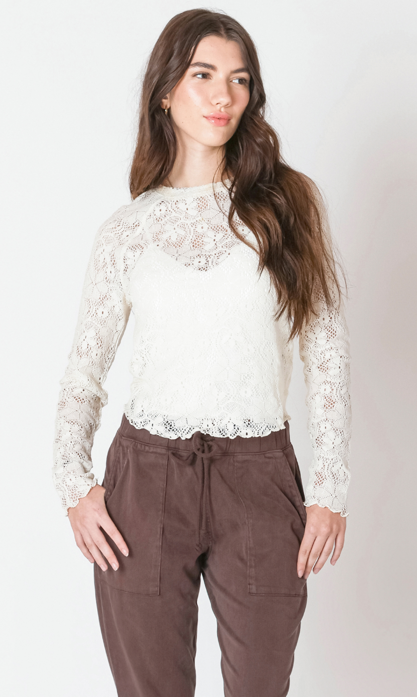 Dex Raw Seam Trim Lace Top