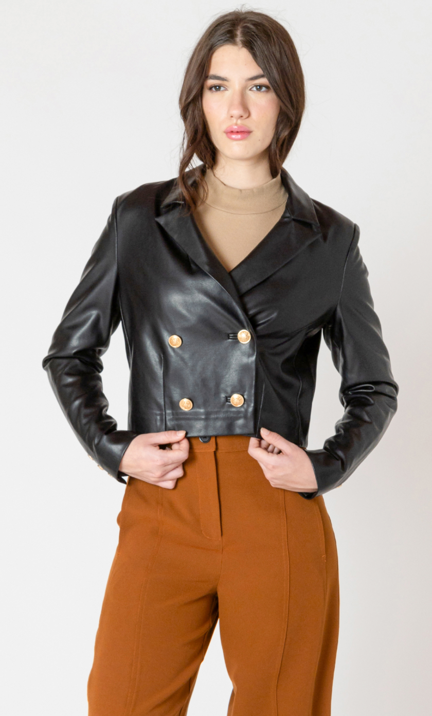 Dex Faux Leather Cropped Jacket