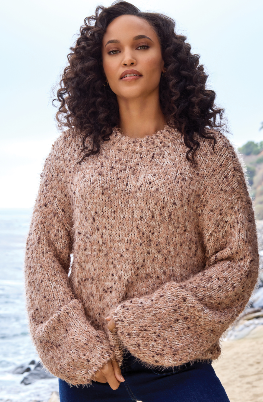 Tribal Crew Neck Puff Sleeve Sweater