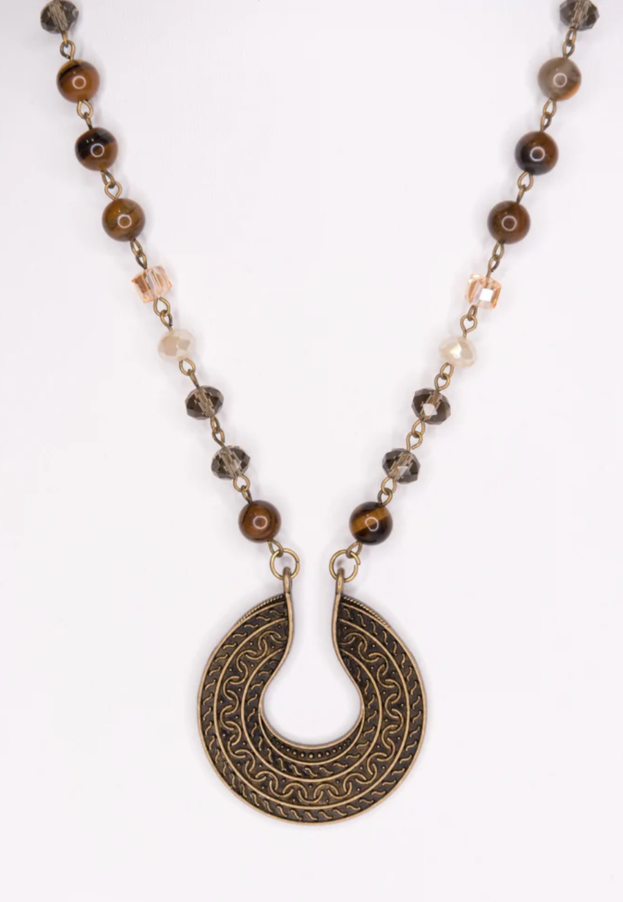 Tiger Eye Beaded Chain w/Pendant