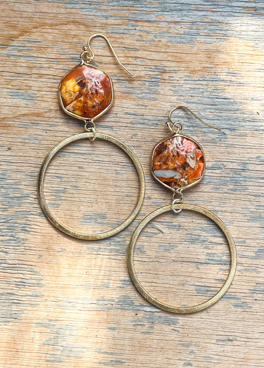Hex Stone w/Hoop Earring
