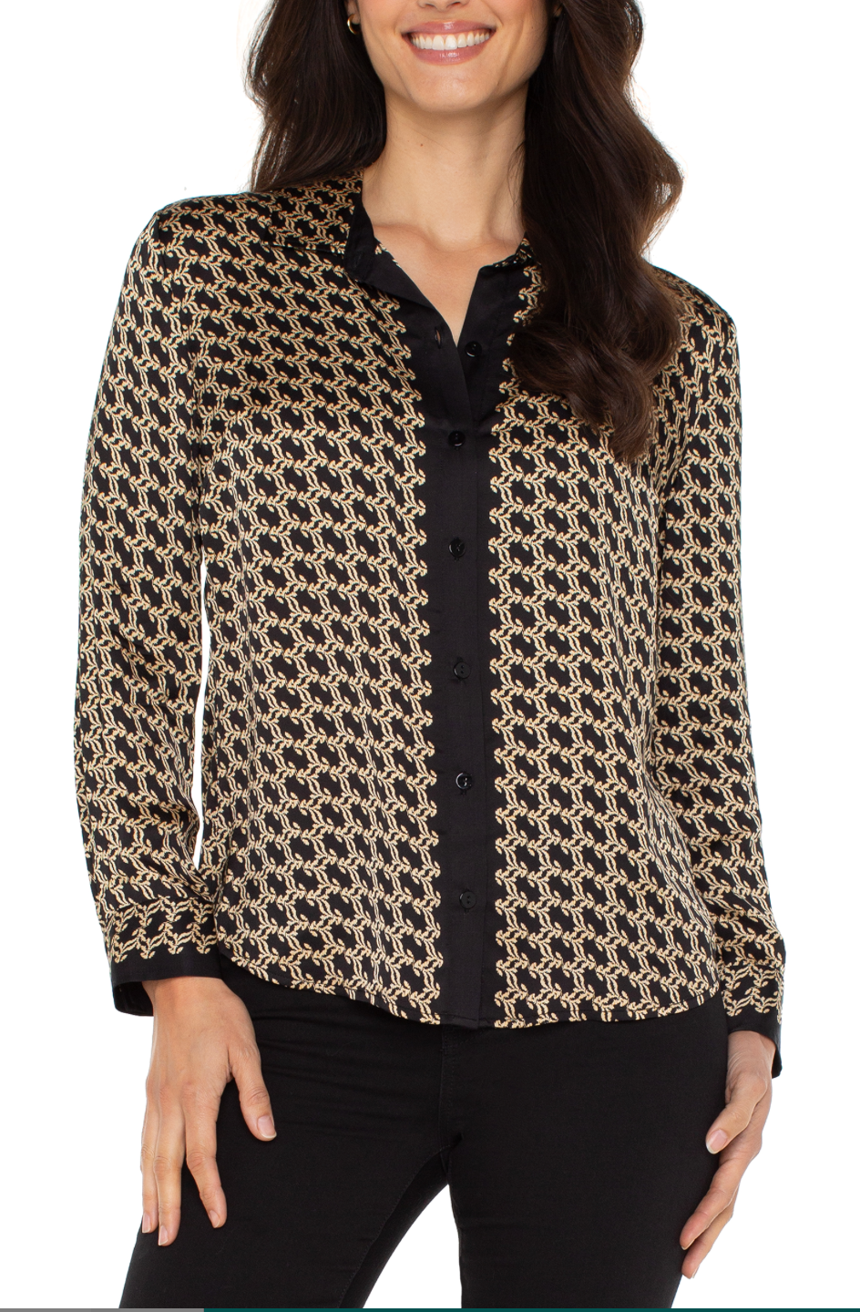 Liverpool Button Front Printed Blouse