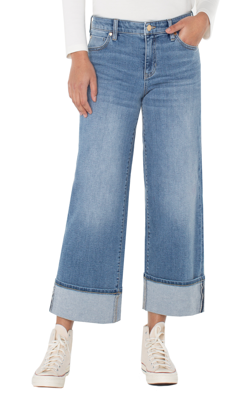 Liverpool Morgan Cuffed Wide Leg Denim