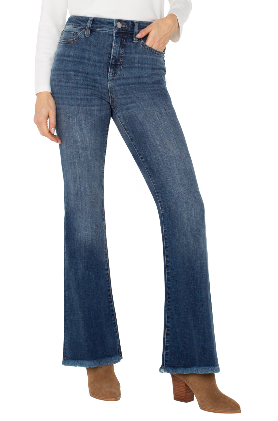 Liverpool Hannah Flare w/Fray Hem-Sycamore