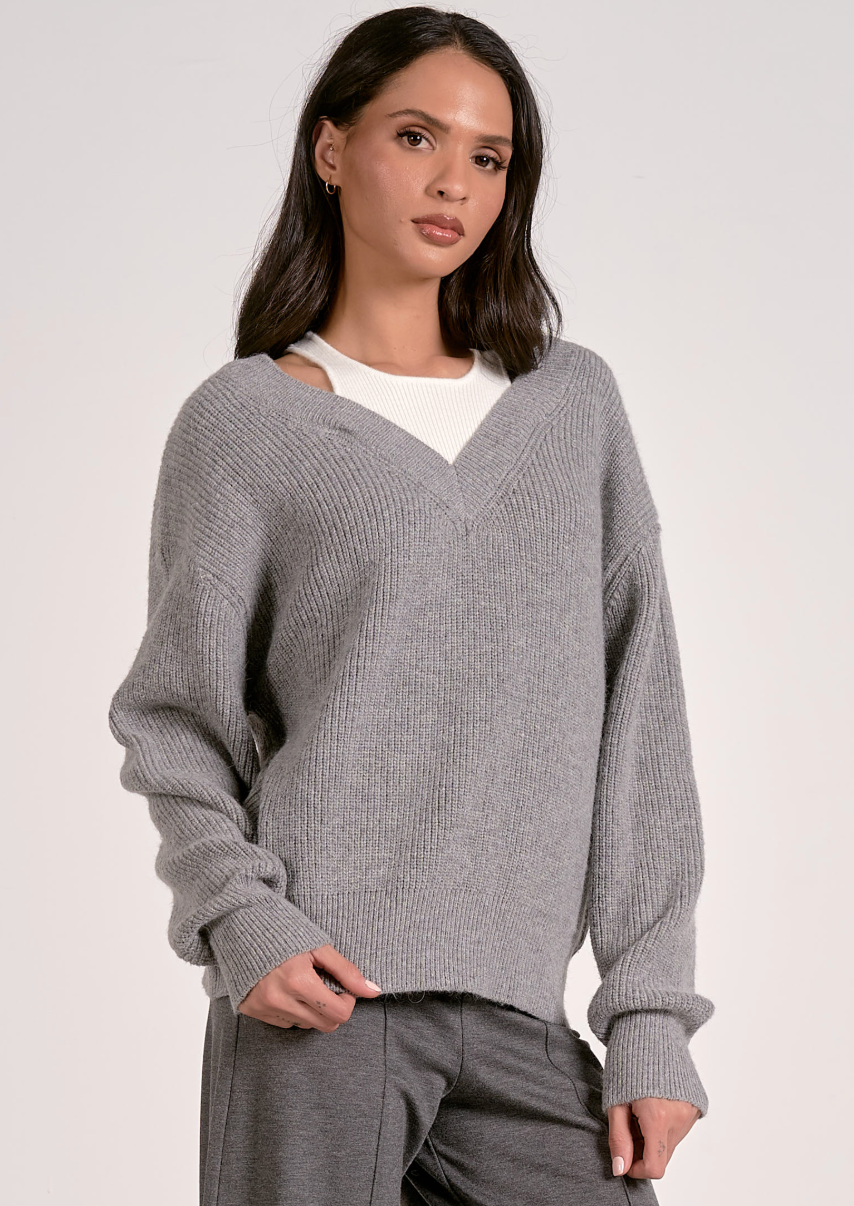 Elan V-Neck Sweater w/Attached Tank