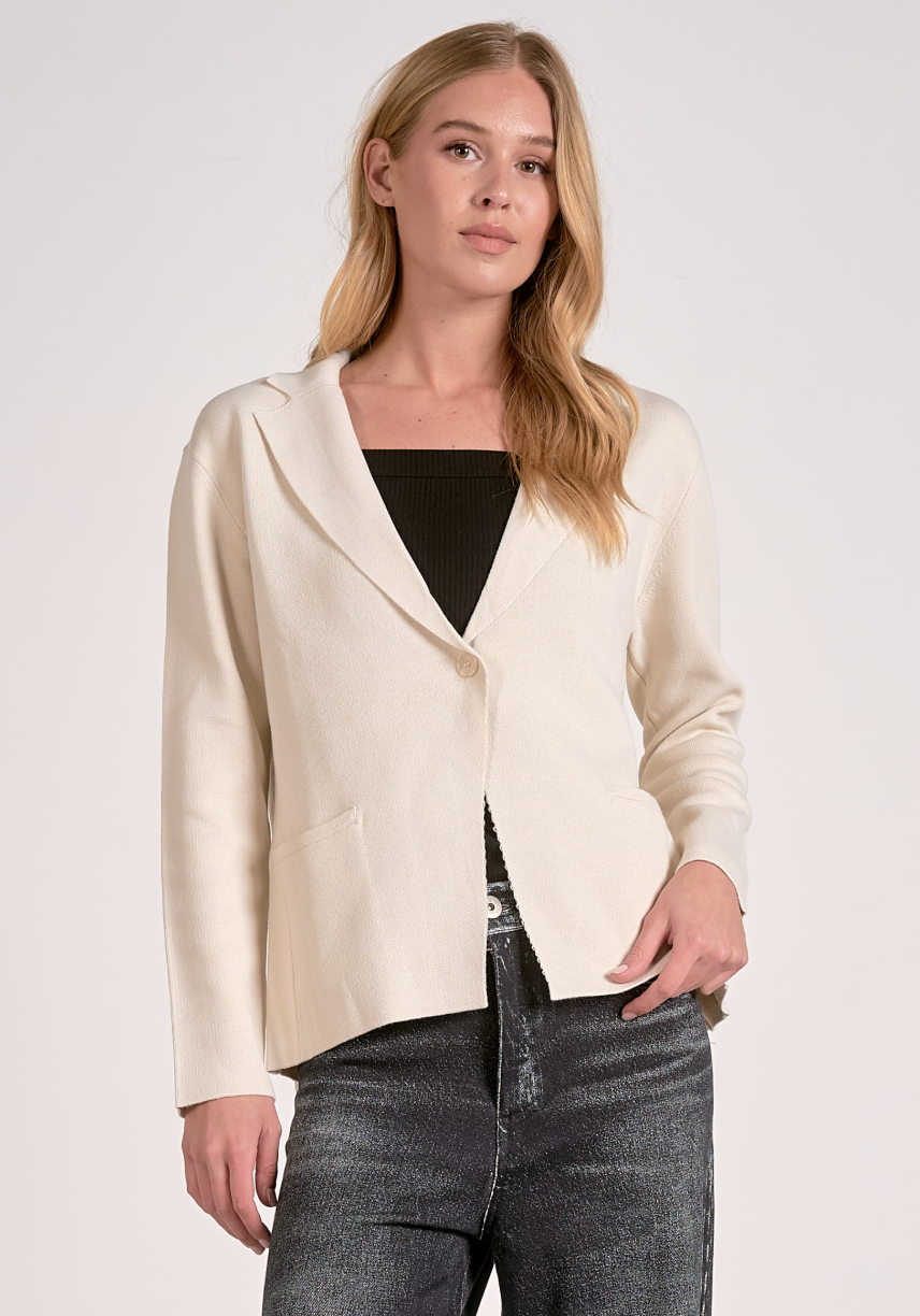 Elan Knit Blazer-Ivory