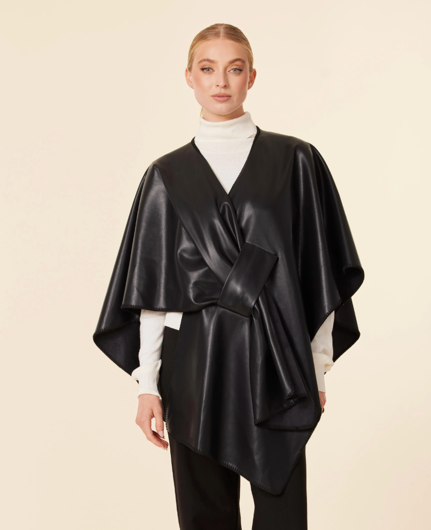 Faux Leather Wrap-Black