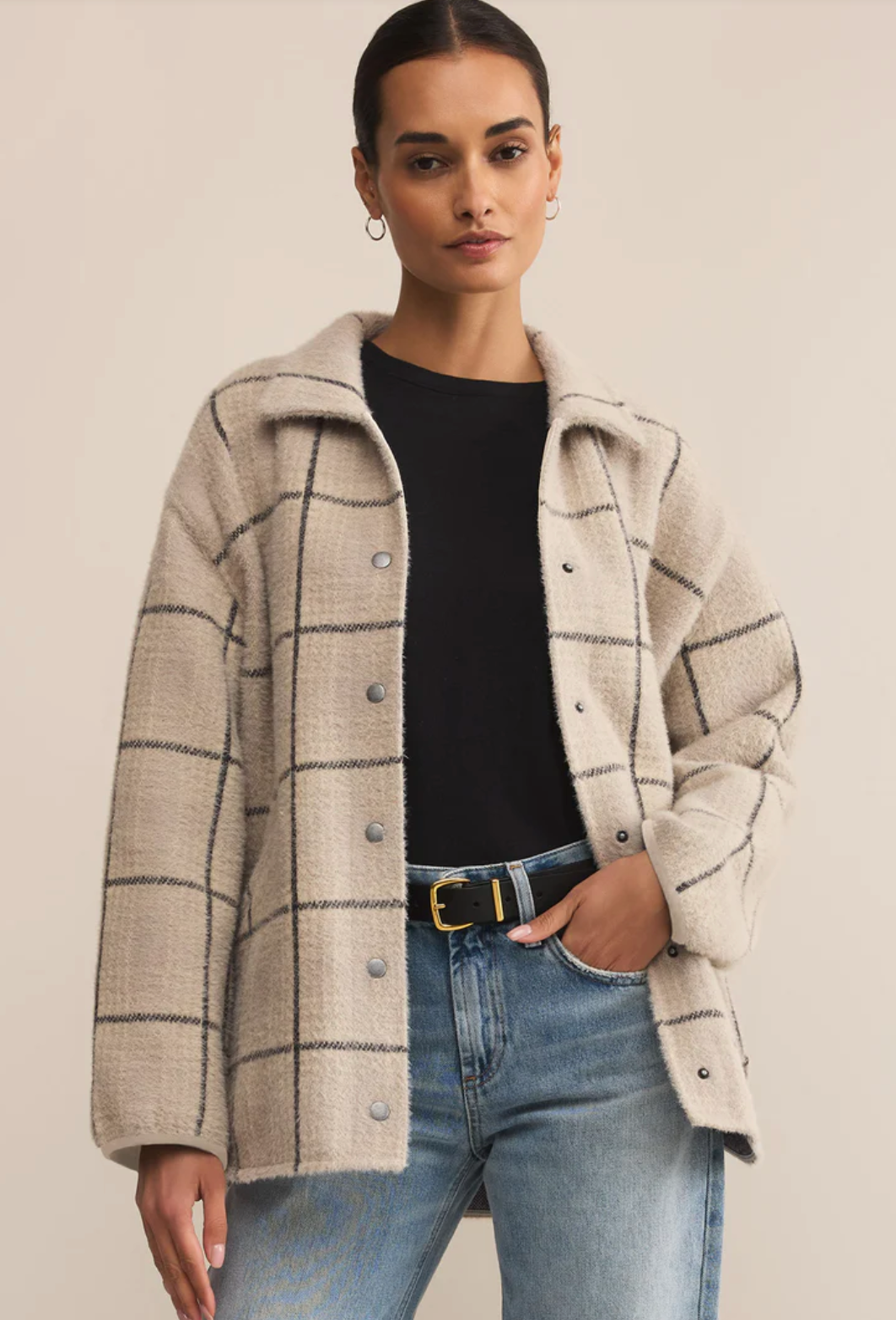 Z Supply Bronx Plaid Sweater Knit Jacket