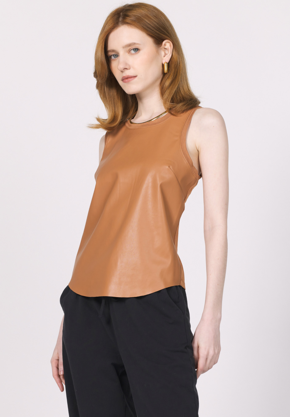 Carmela Vegan Leather Tank - Sugar