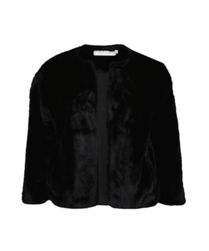 Mica Faux Fur Jacket-Black
