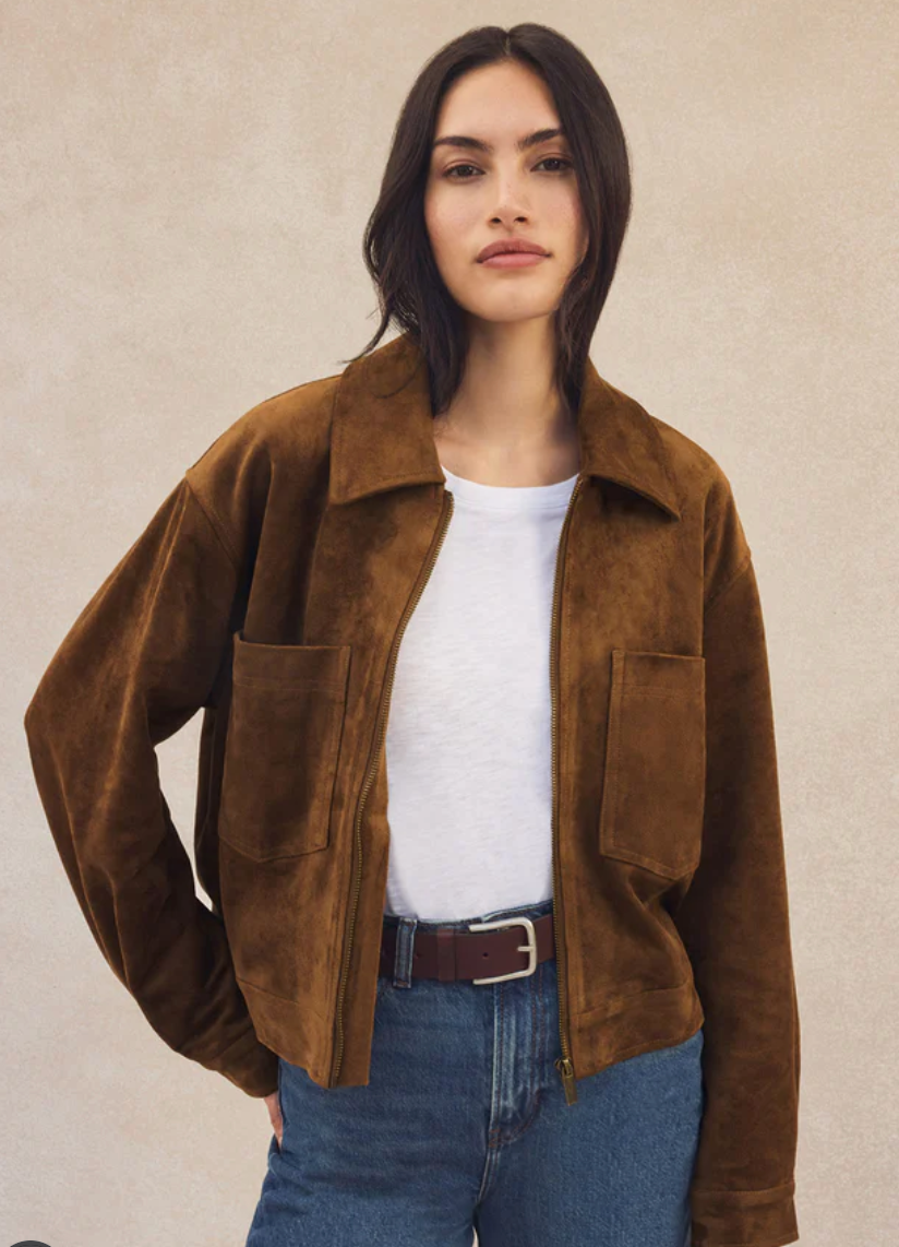 Heritage Faux Suede Jacket-Coconut