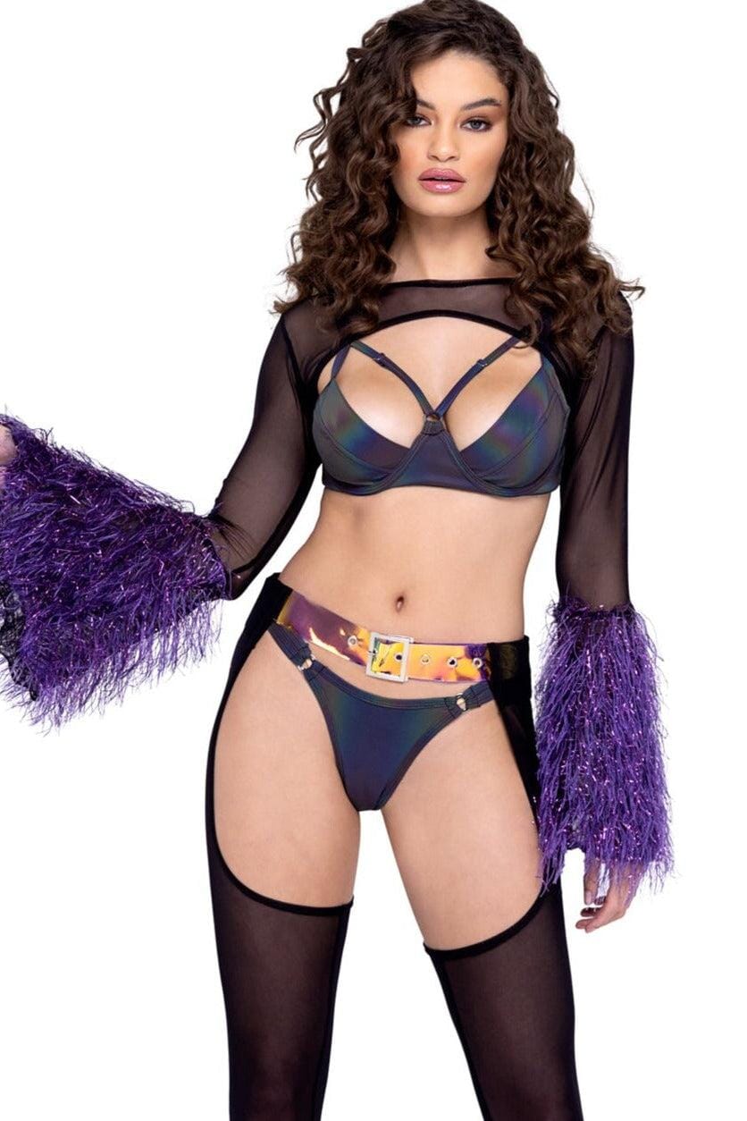 Sheer Shrug with Faux Fur Bell Sleeve