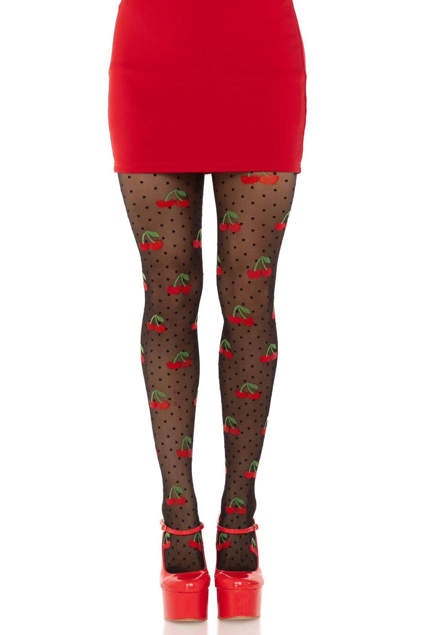 Spandex Sheer Polka Dot Cherry Tights