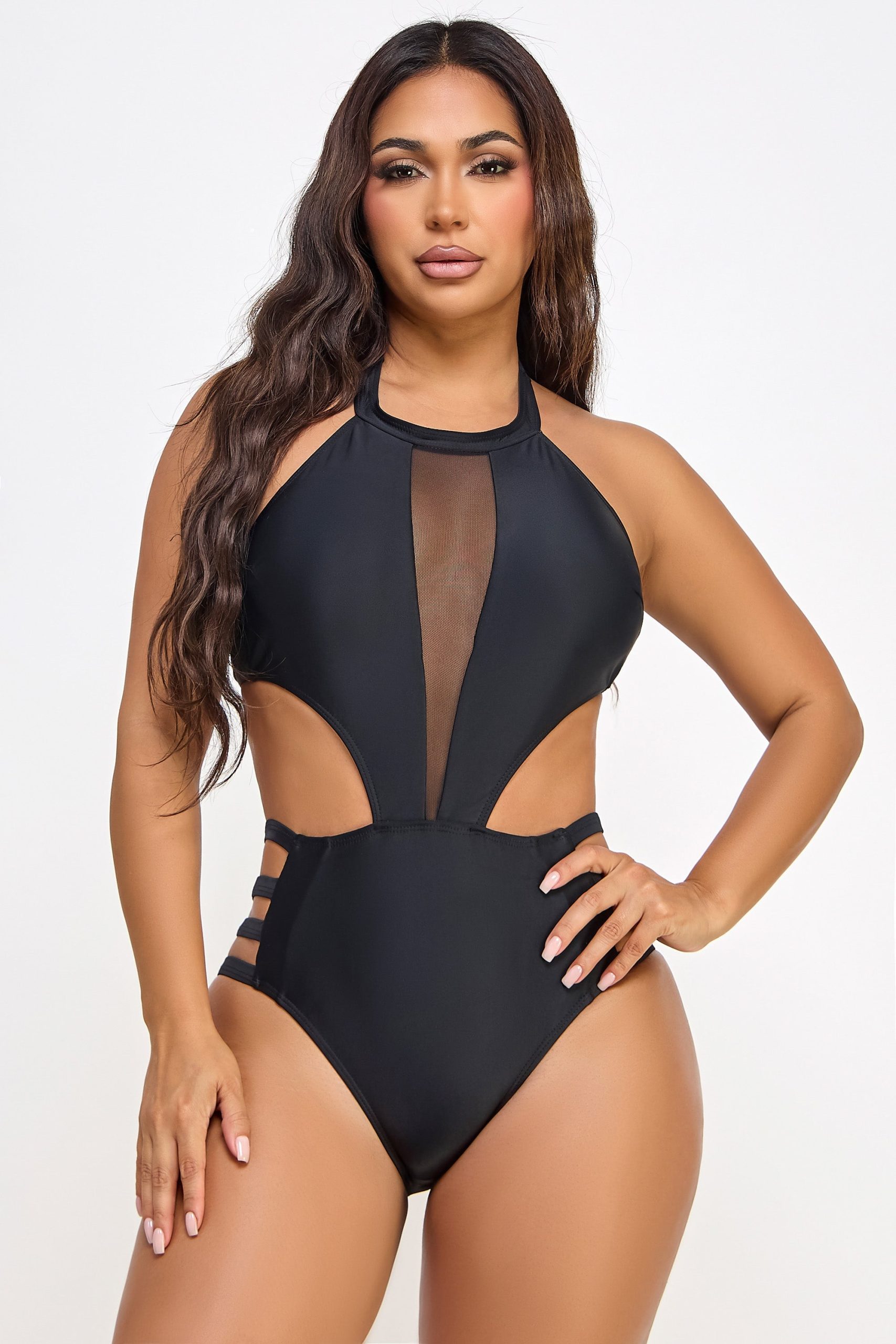 Strappy Mesh Detail One-Piece Swimsuit