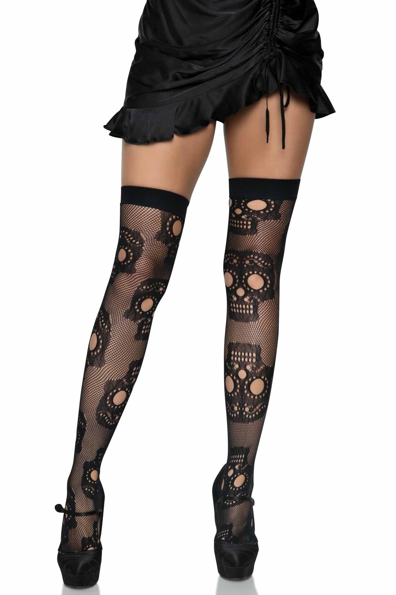 Sugar Skull Net Thigh Highs