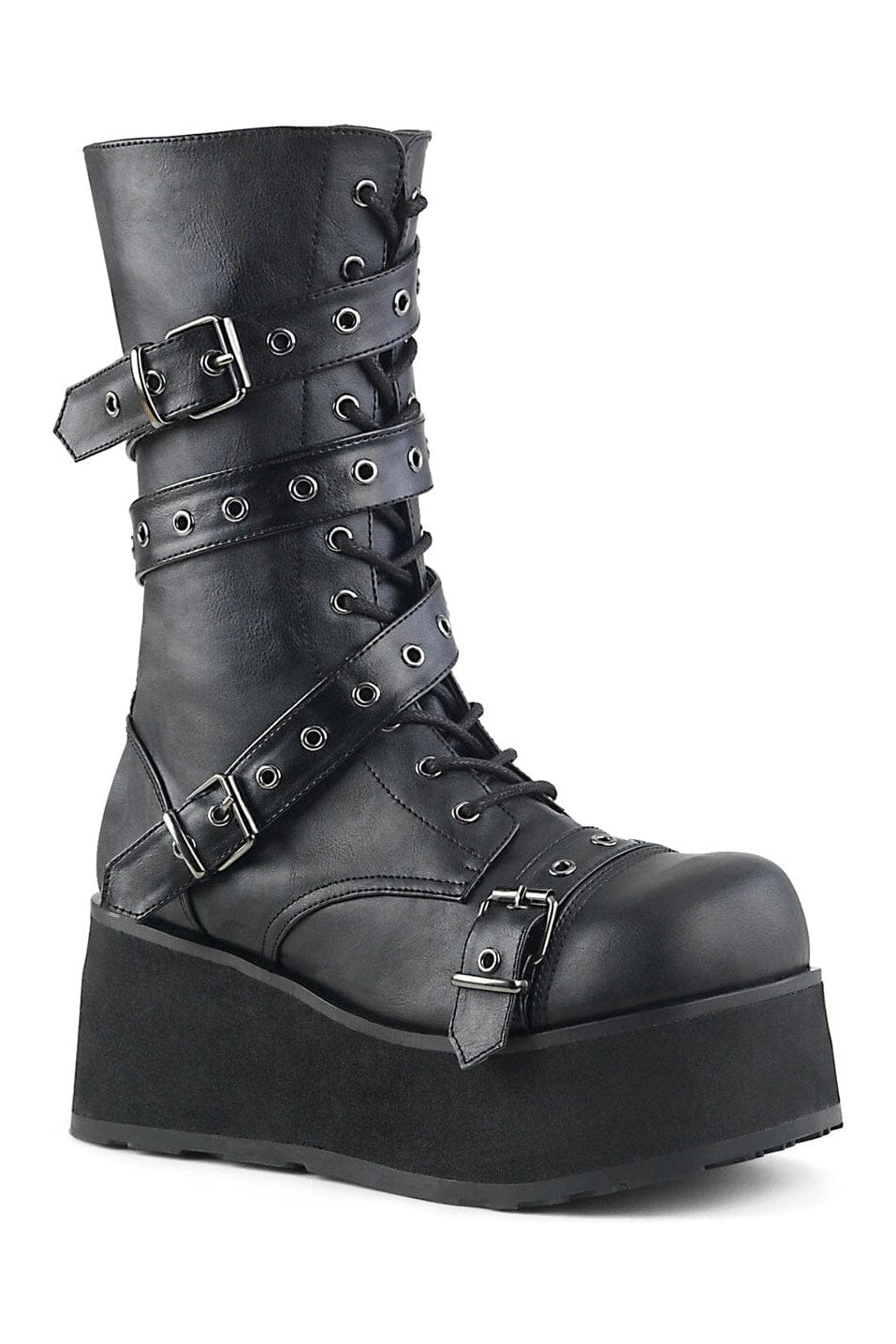 TRASHVILLE-205 Black Vegan Leather Knee Boot