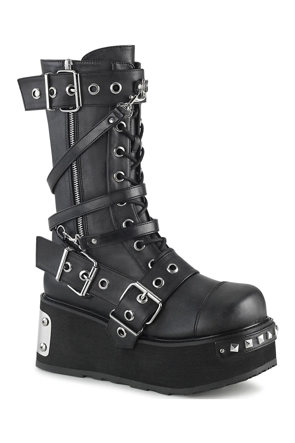 TRASHVILLE-250 Black Vegan Leather Knee boot