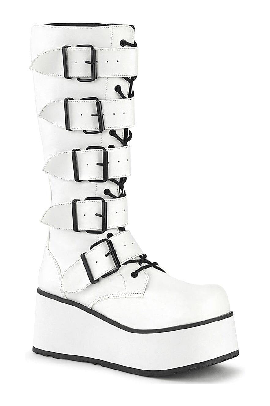 TRASHVILLE-518 White Vegan Leather Knee Boot