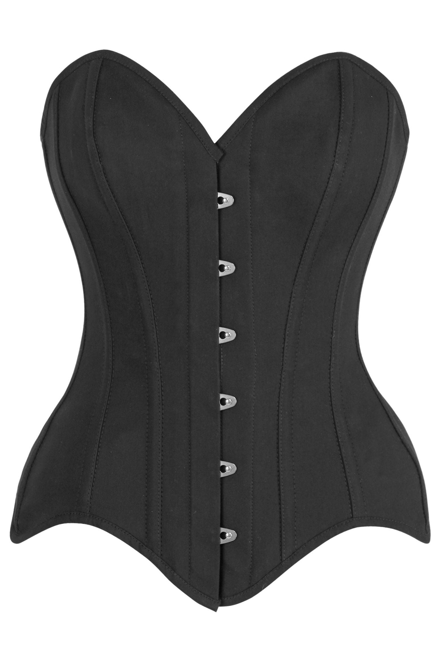 Top Drawer Black Cotton Steel Boned Overbust Corset